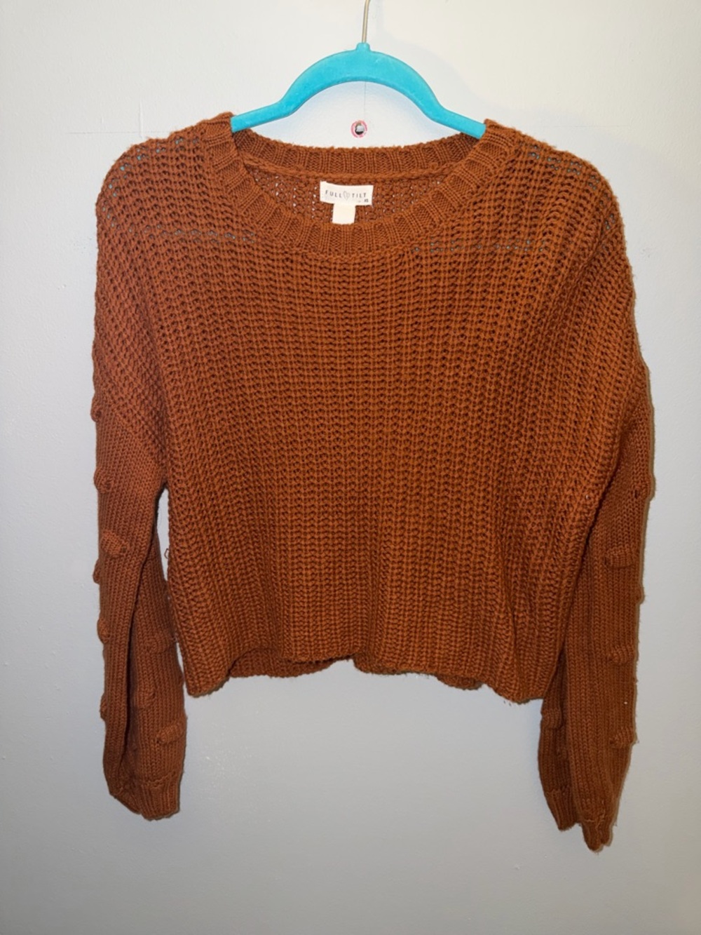 Full Tilt Rust Orange Cropped Crewneck Sweater